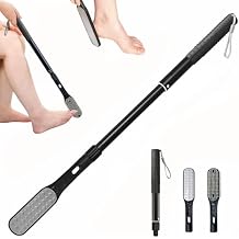 Gobiteli Foot Scrubber with Foot Files for Feet, 18.8"-26" Telescopic Long Handle Foot File for Feet Care Remove Hard Skin, Foot Brush for Shower for Seniors,Men and Women