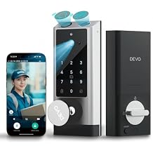 Devo G1 Video Smart Lock with Camera & Doorbell, 6-in-1 Fingerprint Keyless Entry Door Lock for Front Door, App Remote, Auto Locks, Wi-Fi Smart Deadbolt, Easy Install, Waterproof, Silver