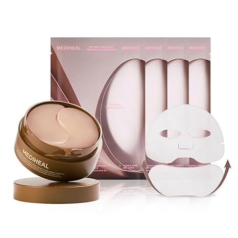 MEDIHEAL Retinol Collagen Eye & Face Lifting Bundle Retinol Eye Patches (60ct) + Retinol Collagen Ampoule Lifting Mask (4ct) | Anti-Aging, Firming & Wrinkle Care