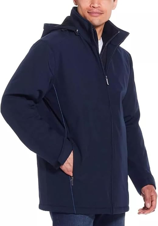 Weatherproof Mens Ultra Tech Removable Fleece Lined Hood Jacket (Blue,Medium)