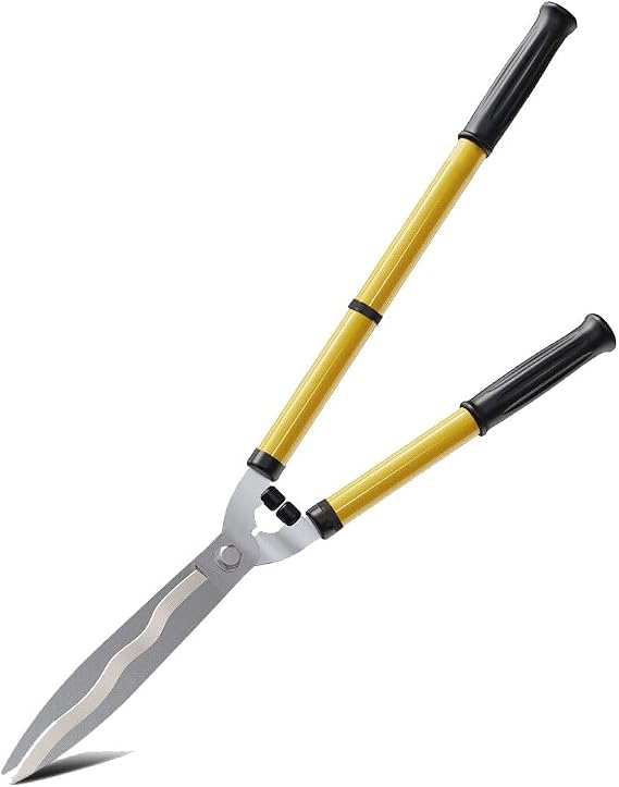 33'' Telescopic Hedge Shear, 65cm to 84cm Garden Shears,Carbon Steel Wavy Sharp Blades,Extendable Hedge Clippers Scissors,Long Handle,Ideal for Gardening Grass Lawn Pruning Hedges Shrubs Trimming