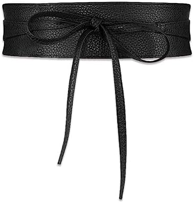 NUMJAW Obi Belts for Women Faux Leather Wrap Belts Waisband Belts for Women Tie Belt for Dresses Woman Waist Band Cinch Belt
