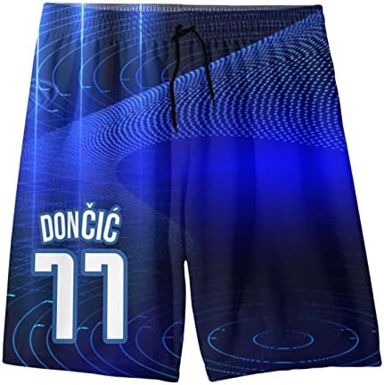 Dallas-Luka-doncic-#77-Basketball Teen Girl boy Beach Shorts Quick Dry Summer Outdoor Pants White