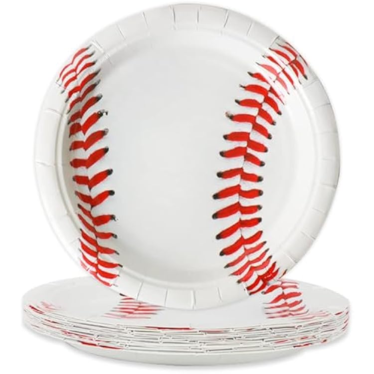 gisgfim 24 Pcs Baseball Party Paper Plates Supplies 7 Baseball Birthday Party Disposable Dessert Plates Decorations Favors For Baseball Fans Boys Baby Shower