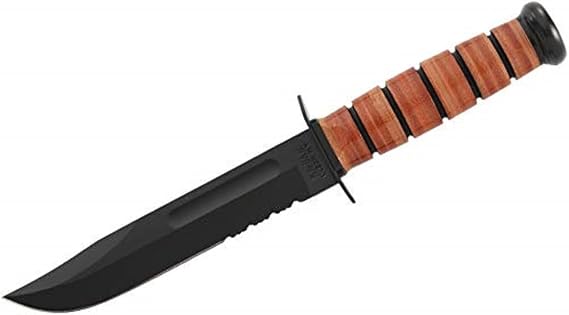 Ka-Bar Full-Size U.S.M.C. Serrated Edge Knife, Brown, Large