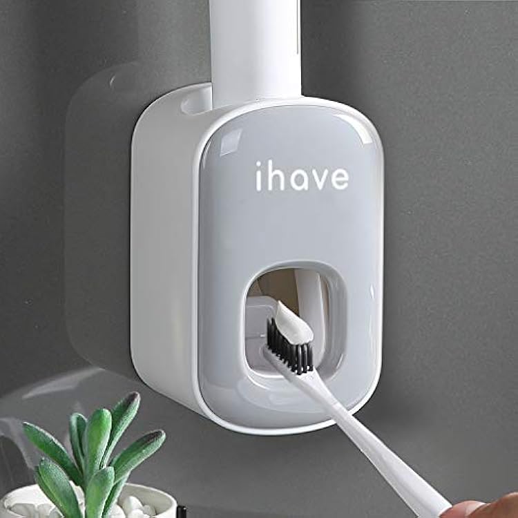 iHave Toothpaste Dispenser Wall Mount for Bathroom Automatic Toothpaste Squeezer Grey