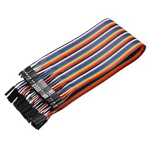 MECCANIXITY Female to Female 40Pin Breadboard Jumper Wire 2.54mm Pitch Ribbon Cable 30cm Long Electronics Breadboard Ribbon Cables for Breadboard Electronic Projects Pack of 1