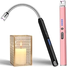 LcFun 2 Pack Candle Lighter Electric USB Rechargeable Plasma Arc Lighter with Safety Lock, Windproof Flameless Long Lighters for Candle