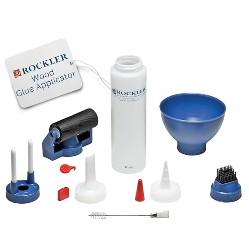 Rockler Wood Glue Applicator Set Wood Working Glue Bottle 8oz wGlue Spout & Red Cap, Glue Line Centering Attachment, Silicone Glue Brush, More Easy to Clean Bottle with Brush Applicator