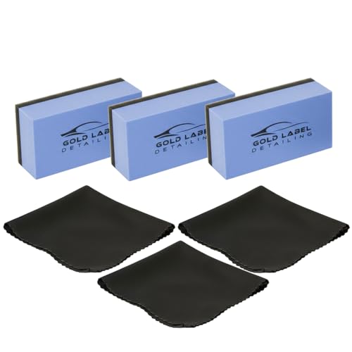 Sponge Applicator Kit 3 Pack with Microfiber Cloths | Perfect for Ceramic Coating, Nano Coating, Glass Coating, Tire Shine Detailing 3 Sponge Kit