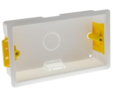 35mm 2 Gang Dry Lining Back Box, Plasterboard Pattress Box, Adjustable Lugs (1)