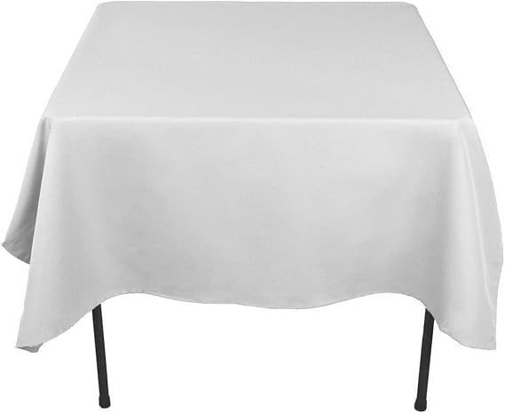 White 70x70 inches Square Polyester Tablecloth for Wedding Restaurant Banquet Party