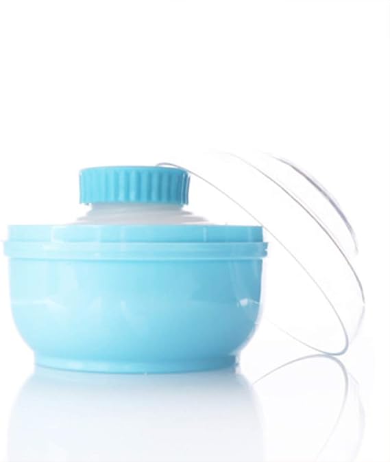 Topwon Baby Powder Container with Large Powder Puff After-Bath Body Powder Case for Dusting Powder Loose Body Powder for Toddler Infant Baby Mom, BPA Free (Blue)