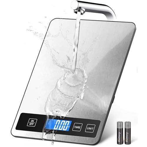 Food Scale - 15kg33lb Digital Kitchen Scale with Full-View LCD Display, Grams and Ounces, Easy Clean Stainless Steel, 6 Units with Tare Function, Precise for Baking, Cooking & Meal Prep, Black
