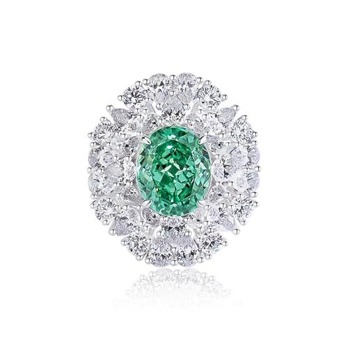 Cluster Halo 50th Anniversary Platinum Ring for Womens with 5ct Topaz and Moissanite, Statement Cocktail Platinum Anniversary Rings for Her, 9K14K18K White GoldPt950 | Size H 12-V 12