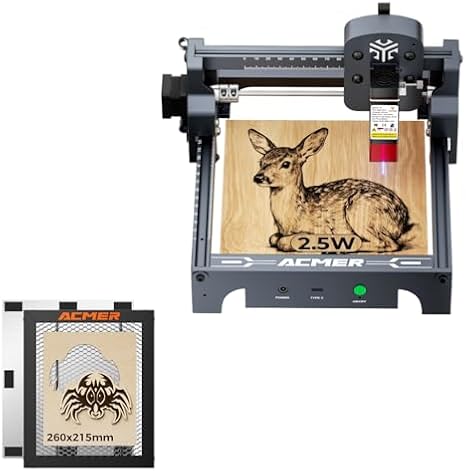 ACMER S1 2.5w Silver Laser Engraver and Honeycomb Laser Bed 260 * 215mm