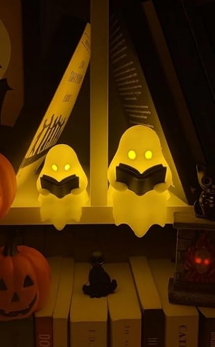 HOUSETREND KİTAP OKUYAN HAYALET Figürü 2’li Kullanım Masaüstü Dekoru hediye biblo figür Halloween Dekoratif