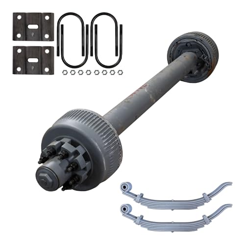 12000 lb Electric Brake Trailer Axle Kit 8 Lug - 12k TK Grease Bath Trailer Axle, 74 Hubface 46 Spring Center