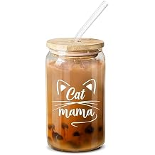 NewEleven Gifts For Cat Mom, Cats Lover - Cat Gifts For Women - Cute Kitten Stuff, Cats Themed Gift For Women - Cute Funny Gift For Her, Best Friend - 16 Oz Coffee Glass