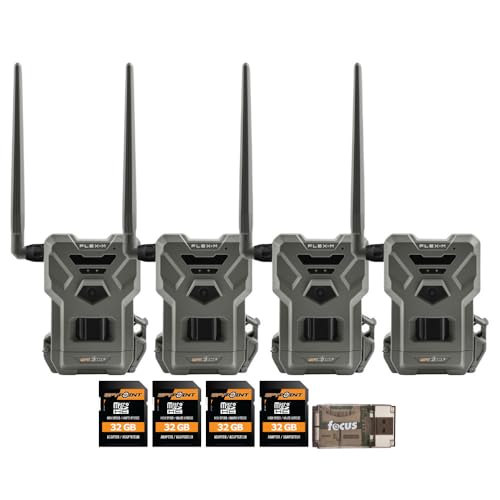 SPYPOINT Flex M Twin Pack 28MP Cellular Trail Cameras 2-Pack Bundle with 32GB High-Speed Memory Card 4-Pack and High-Speed Card Reader 7 Items