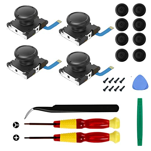 Veanic 4-Pack Joycon Joystick Replacement Drift Fix for Nintendo SwitchSwitch OLED ModelSwitch Lite Joy-Con Controller - with Complete Repair Tools