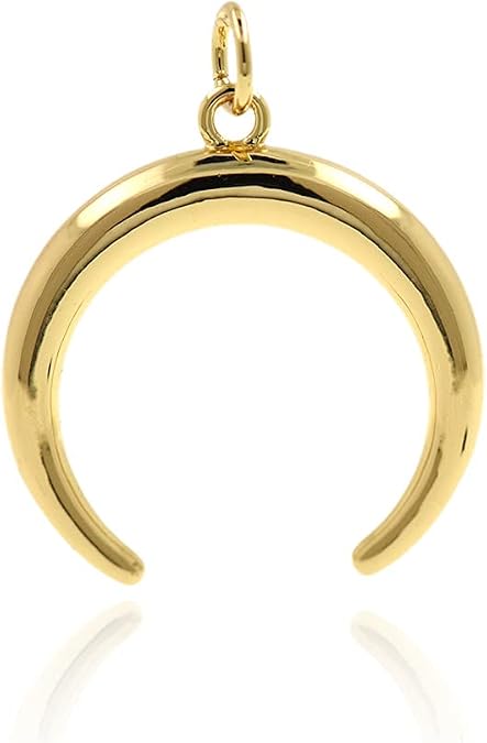18K Gold Crescent Moon Charm,Bull Ox Horn Necklace Pendant for DIY Jewelry Supplies 22x23mm 10Pcs