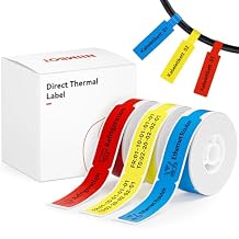 NIIMBOT D11 D110 Label Maker Tape Adhesive White Label Paper 0.47" X 4.29" (12.5 X 109mm) 65 Labels/Roll, Compatible for NIIMBOT D11 D110 Label Printer, Thermal Paper,Red Yellow Blue, 3-Roll