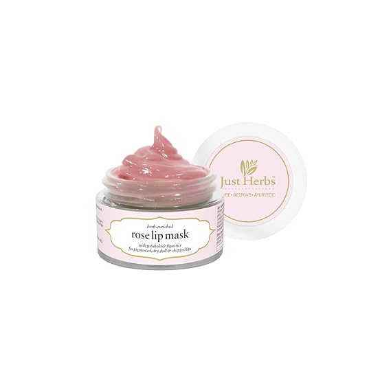 Just Herbs Organic Lip Mask For Dry, Pigmented & Chapped Lips - Vegan Moisturizing Lip Mask for Men & Women, Rose 15 gm