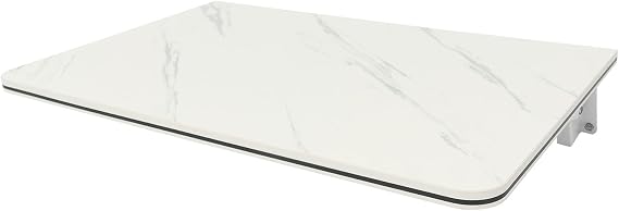Folding Wall Desk,Space Saving Folding Table,Wall Mounted Drop-Leaf Desk,Floating Computer Table Writing Workstation,Fold Down Laptop Desk,Corner Floating Desk (White-Rounded Edge, 23.62x15.75)