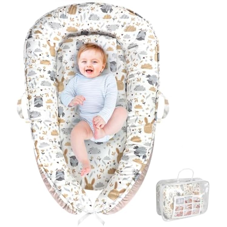 Baby Lounger, Portable Baby Lounger for Newborn 024 Months, Infant Nest for Travel, Floor Time, and Crib Use, Baby Essentials for Home Hoot