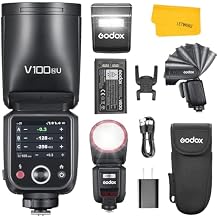 Godox V100 N V100-N Flash for Nikon, 2.4G 100W TTL Nikon Speedlite HSS 1/8000S, Touchscreen Control, Lithium Battery, 400 FulI Power Flashes, External Flash for Photography(USA Version)