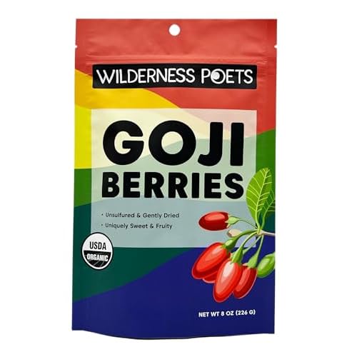 Wilderness Poets Goji Berries - Organic & Raw - 8 Ounce - 227g