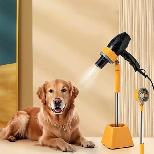 MANON ROSA Pet Hair Dryer Stand with Heavy Base 360 Rotating Adjustable Hands-Free Dog Blow Drying & Hair Dryer Holder, Height Adjustable Lazy Stand for Dog Cat Yellow
