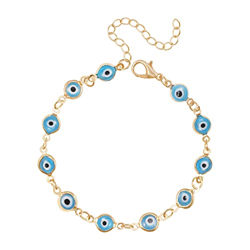 Evil Eye Bracelets for Women, Mexican Mal Pulseras De Ojo Turco Mujer Blue Devil Third Eye Beaded Charm Bracelet Gold Pulseras Para El Mal De Ojo Cute Aesthetic Protection from Evil