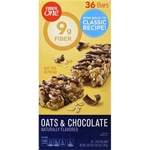 Fiber One Oats & Chocolate Chewy Bars, 36Count