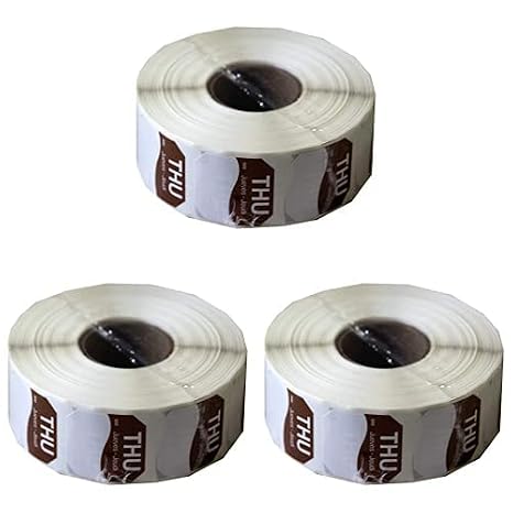 DayMark Day of the Week 1" x 1" Removable Label, THU (Roll of 1,000) (Pack of 3)