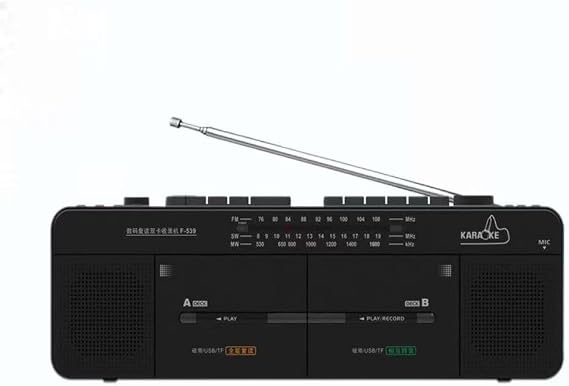 Double Cassette Player with Recorder | FM/SW/AM Radio & MP3/USB/TF Card Playback | One-Touch Recording & Transcription for Tape to Digital Conversion
