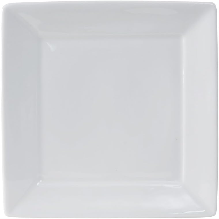Tuxton China GSP-006 Plate, 10-18 x 10-18, Square, Microwave and Dishwasher Safe, Oven Proof, Fully Vitrified, Santorini, Porcelain White, Pack of 12