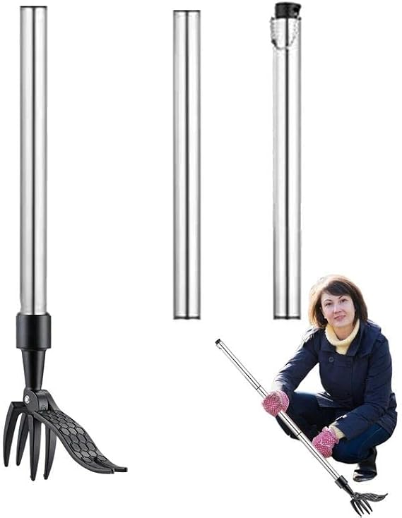 Stand Up Weed Removal Tool for Garden,Weed Picker with Long Handle Up to 39inch Handle Without Bending or Kneeling - Aluminum and Anti-Rust (Weed Picker with Handle)
