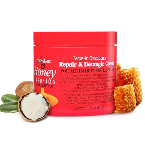 Biocare StrongEnds Moisturizing Leave-In Conditioner & Detangler Cream, Miracle Repair for All Hair Types & Hair Styles - Prevents Split Ends & Breakage, Infused with Honey & Shea Butter, 16 oz.