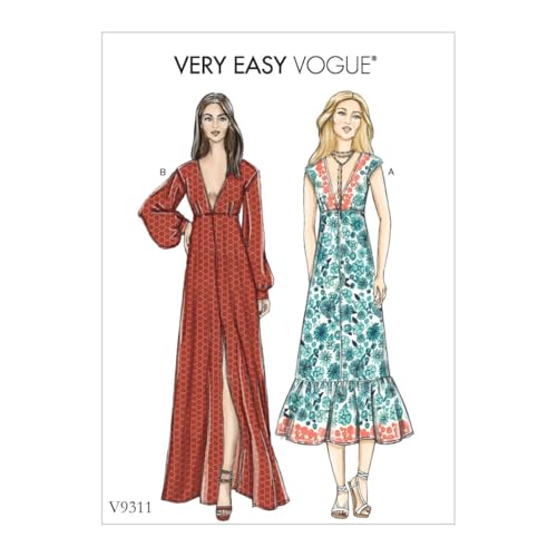 Vogue Patterns V9311OSZ Misses Dress, 6-8-10-12-14-16-18-20-22, Red