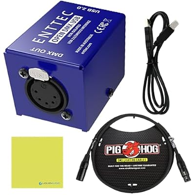 Enttec Open DMX USB 70303 Lighting Interface Controller Widget Open SourceHardware Bundle 3-Pin DMX Lighting Cable wLiquid Audio Polishing Cloth