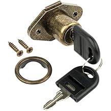 Antique Bronze Desk Drawer Lock with Key - Secure Replacement Cabinet Lock for Dresser, Filing Cabinets & Office Furniture - Keyed Drawer Locks for Desk Cabinets & Drawers