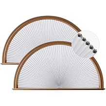 Grandekor 2 Pack No Drill Arch Window Shades 48" Wx24 H Blackout Cordless Honeycomb Blinds for Half Circle Doors Windows Room Darkening Kitchen Nursery Living Room Bedroom White
