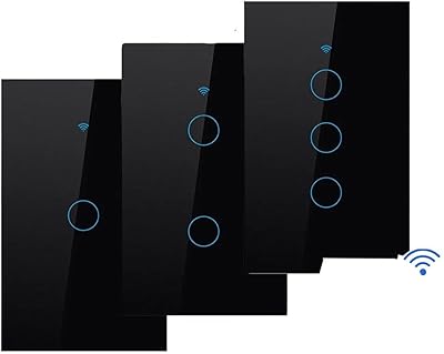 WiFi Smart Light Switch Glass Screen Touch Panel Voice Control Wireless Wall Switches Remote with Alexa 1234 Gang White 1-Gang