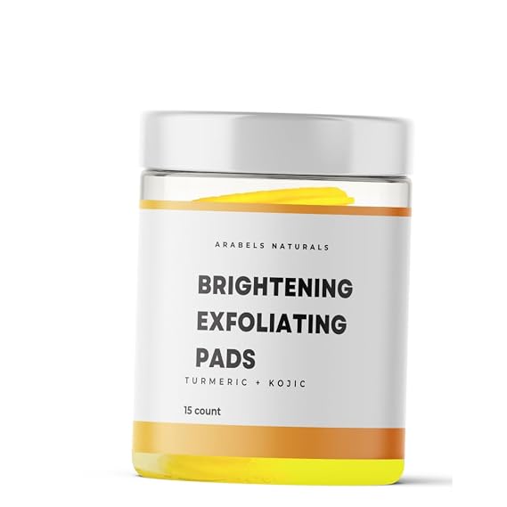 Kojic Acid & Turmeric Cleansing Pads - Exfoliating, Brightening, Dark Spot Remover, Turmeric Exfoliating Pads for Dark Spots, Dark inner Thighs, Uneven Skin Tone, Infused with Salicylic Acid (15 ct)