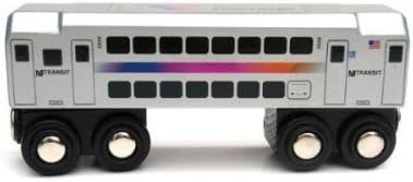 MUNI PALS New Jersey Transit Wooden Railway Child Safe and Tested Wood Toy Trains (Multi-Level Commuter)
