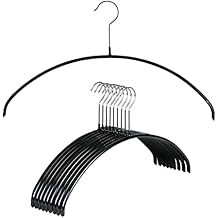 Mawa by Reston Lloyd Euro Series Non-Slip Space Saving Steel Clothes Hanger for Shirts, Dresses, Sweaters, Style 40/P, Set of 10, Black (14118)
