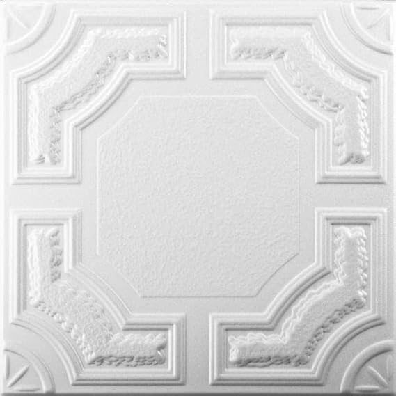 Faux Decorative Ceiling Tile - 20x20 Caracas White Foam