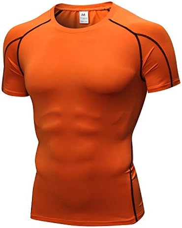 YEL Compression Shirt Men Short Sleeve Football Basketball Shirts Baselayer Undershirts Top for Workout Running Gym